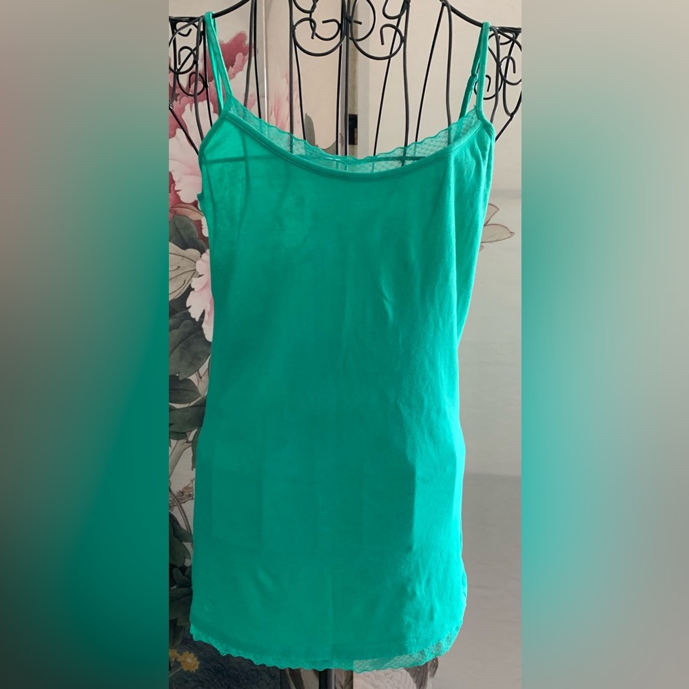 Ann Taylor long cami with lace inserts